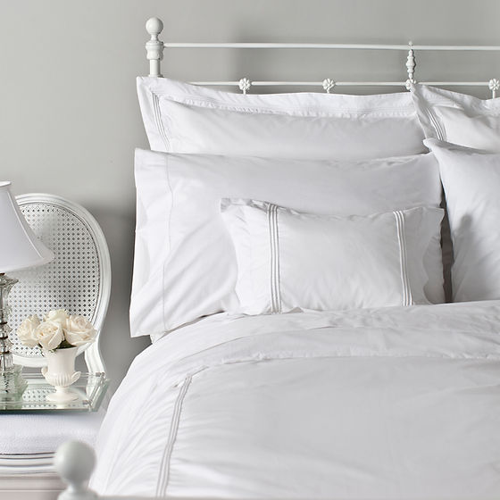 Giovani Percale White Duvet Cover with Bourdon Stitch – 100% Extra-Long Staple Cotton, 2-Ply 250 TC / 500 Strand Count, Italian Fabric | St Genève