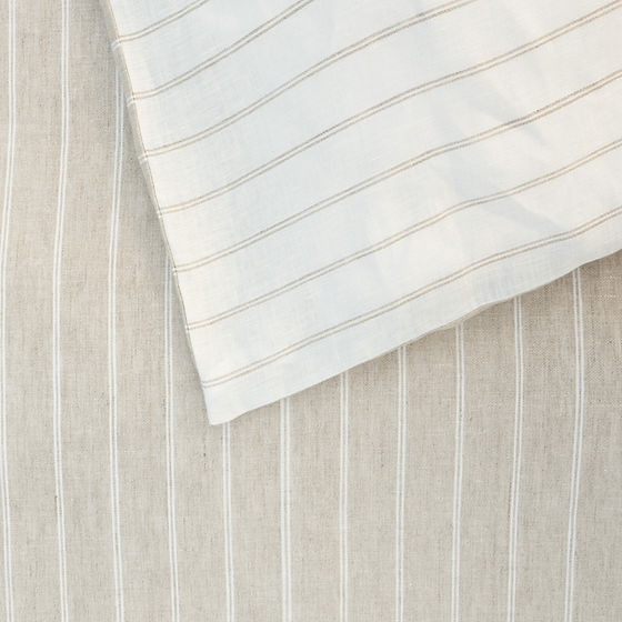 Linea Jacquard Linen Duvet Cover – Latte/pannacotta , 100% Linen | St Genève