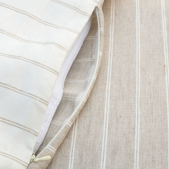 Linea Jacquard Linen Duvet Cover – Latte/pannacotta , 100% Linen | St Genève