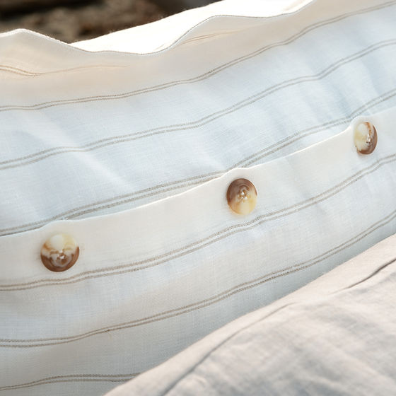 Linea Jacquard Linen Duvet Cover – Latte/pannacotta , 100% Linen | St Genève