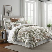 Frondosa duvet cover set with tropical palm fronds in vibrant greens and copper accents, handcrafted in Canada