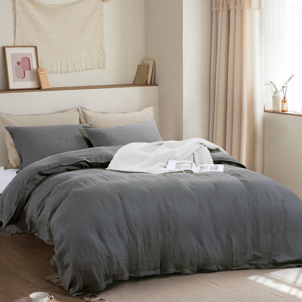 GRAPHITE LINEN DUVET COVER SET