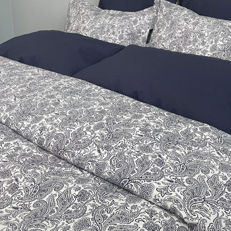Marine Paisley Duvet Cover – 100% Cotton Percale