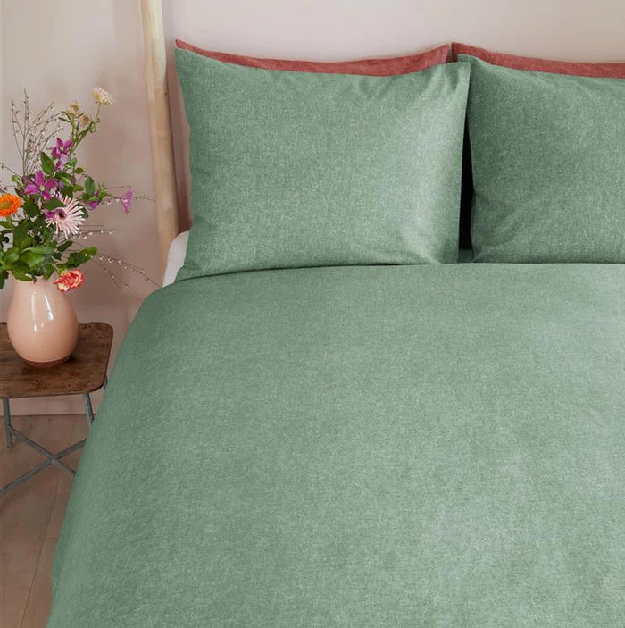 Bonheur Sage Flannel Duvet Cover Set – 100% cotton flannel