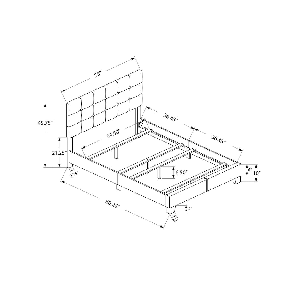 Upholstered bed No box spring required.