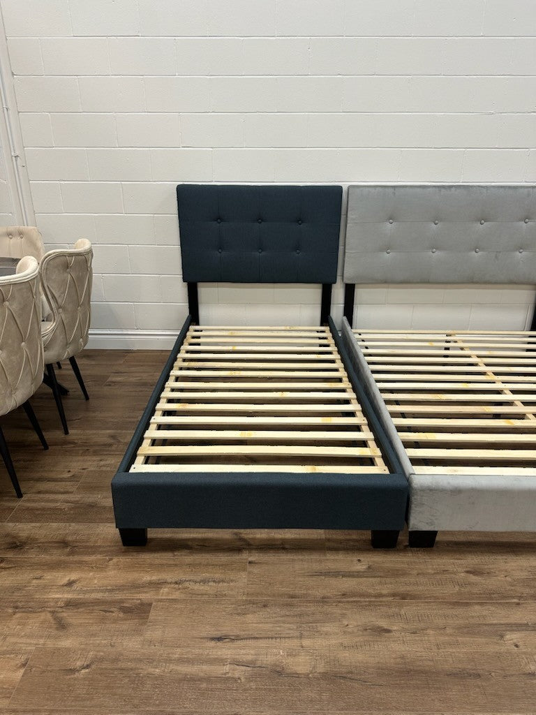 Upholstered bed No box spring required.