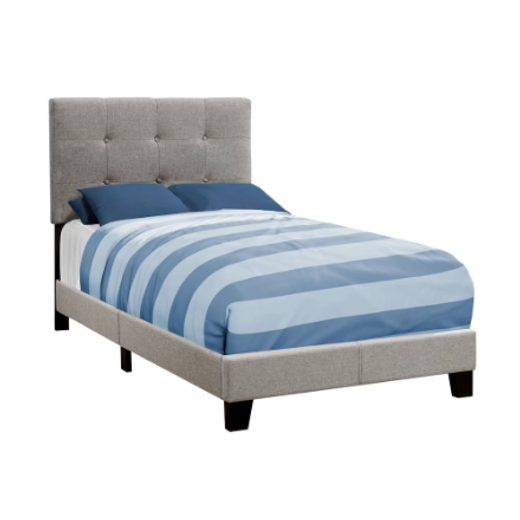 Upholstered bed No box spring required.