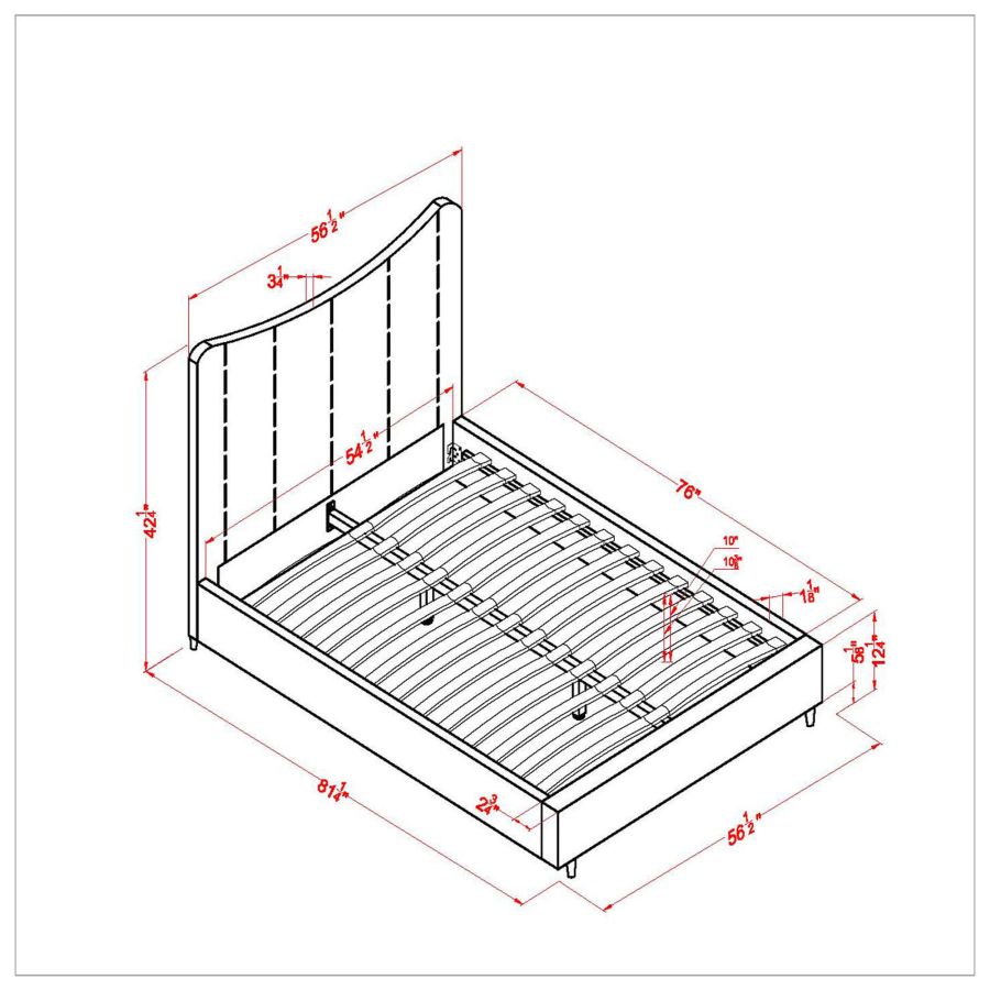 Rimo  Platform Bed in Grey