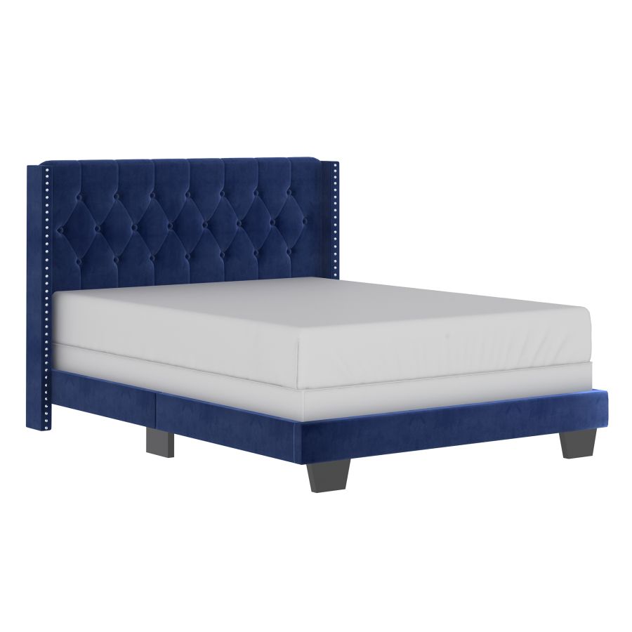 Gunner Bed in Blue Velvet