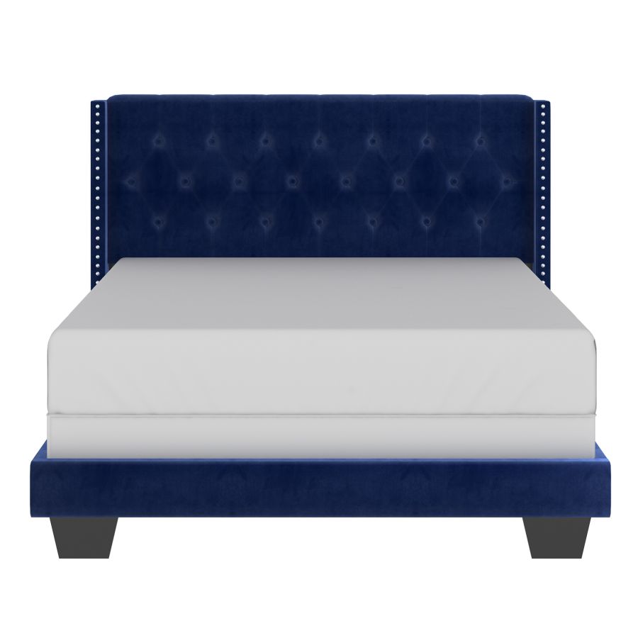 Gunner Bed in Blue Velvet