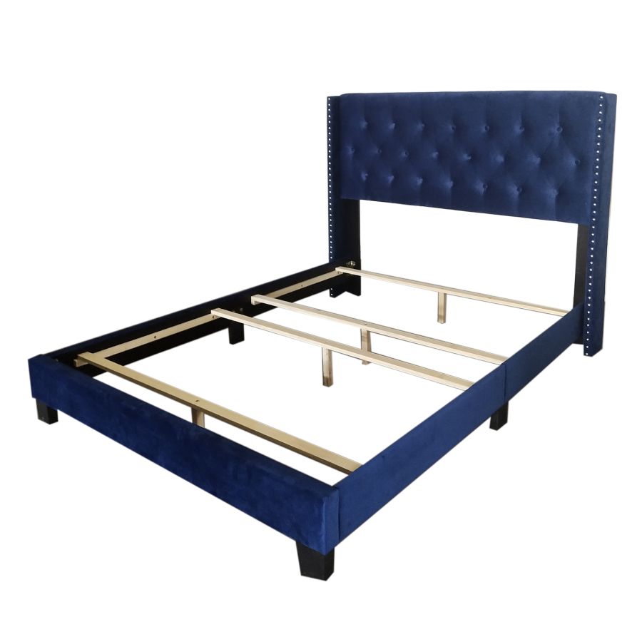 Gunner Bed in Blue Velvet