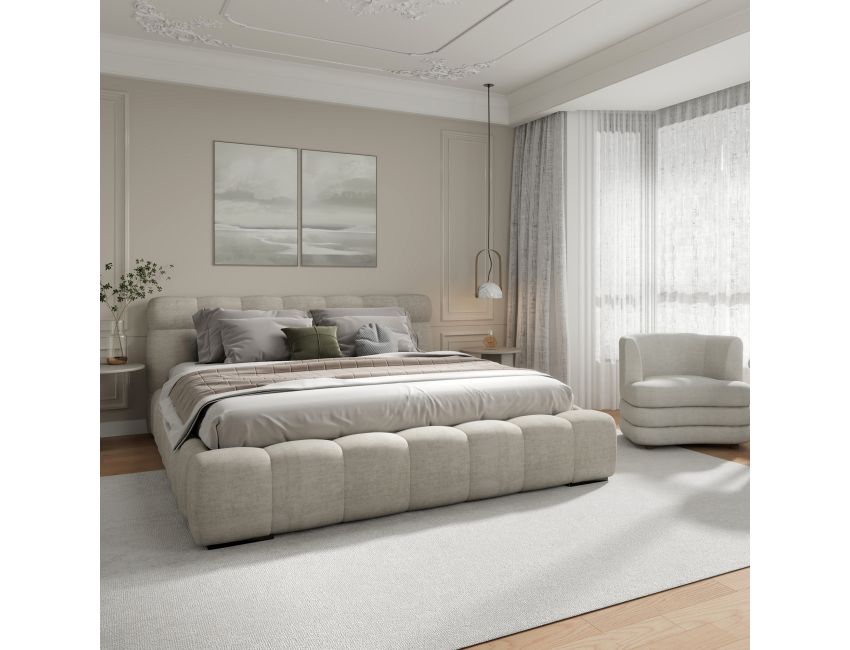 Pasha Platform Bed in Beige Pearl QUEEN