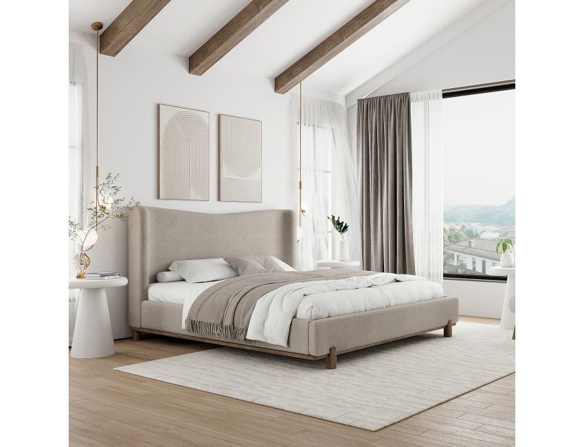 Isadora Platform Bed in Dark Beige
