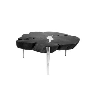 AKIS Side Table XC-4255B Black Wood w/ Aluminum fill