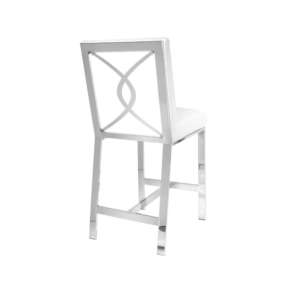 EMILIANO Counter Chair GY-COU-8121 White aspen PU with silver frame