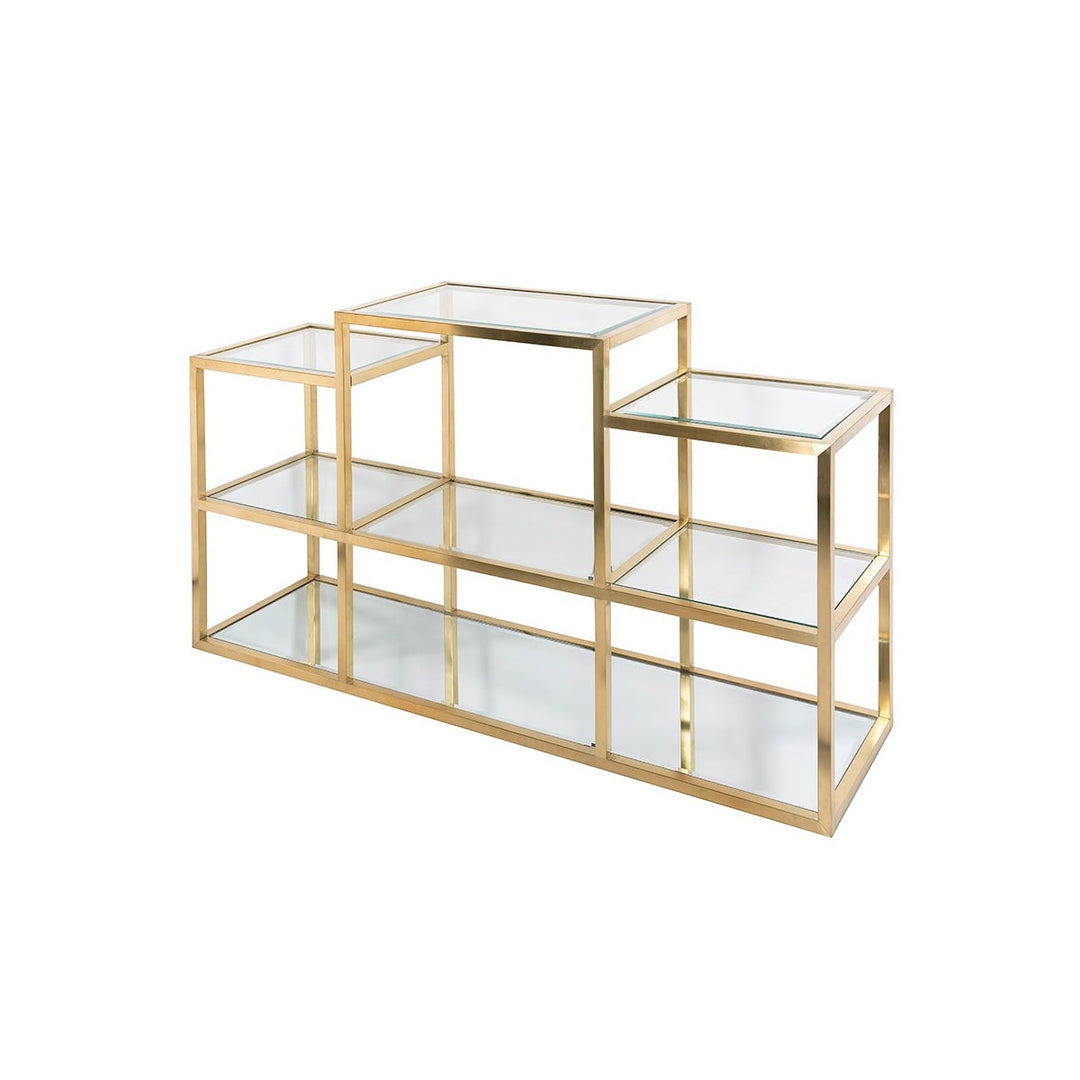 MULTI-LEVEL GOLD CONSOLE TABLE