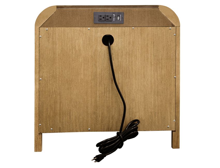 Bowman natural wood nightstand with built-in USB-A, USB-C and AC outlet charging station