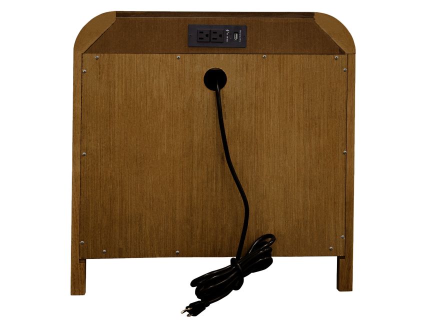 Bowman walnut nightstand with built-in USB-A, USB-C and AC outlet charging station