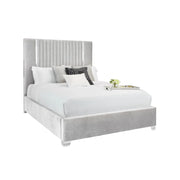 Hamilton Bed – Upholstered Grey Velvet Bed with Steel Frame