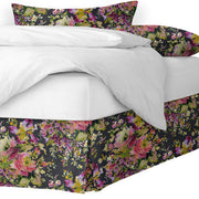 Blossom Bed Skirt Made in Canada – Linen Blend Floral Design in Charcoal
