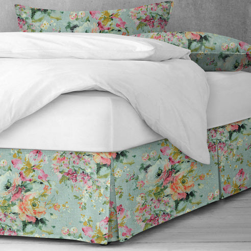  Blossom Bed Skirt Made in Canada – Eggshell Color, 15" Drop, Antique Floral Pattern