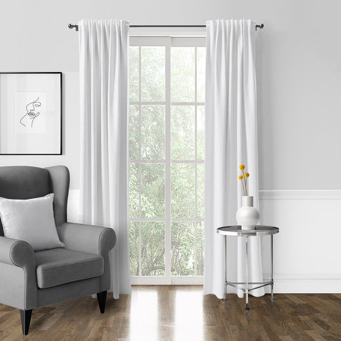 Adrianne White drapery panels by 6ix Tailors, made in Canada