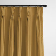 Cascade Velvet Curry drapery panels in a warm golden colour by 6ix Tailors, made in Canada
