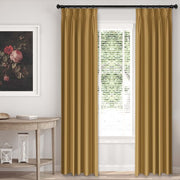 Cascade Velvet Curry drapery panels in a warm golden colour by 6ix Tailors, made in Canada
