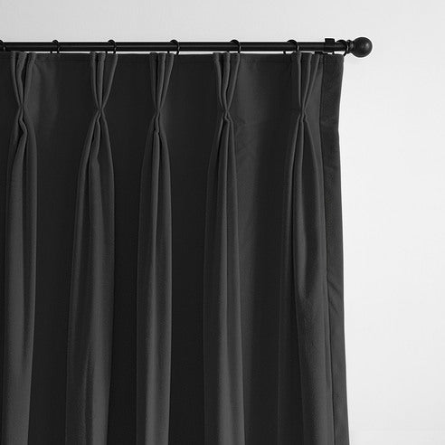 Cascade Velvet Ebony drapery panels by 6ix Tailors, made in Canada⠋