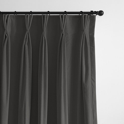 Cascade Velvet Iron drapery panels by 6ix Tailors, made in Canada