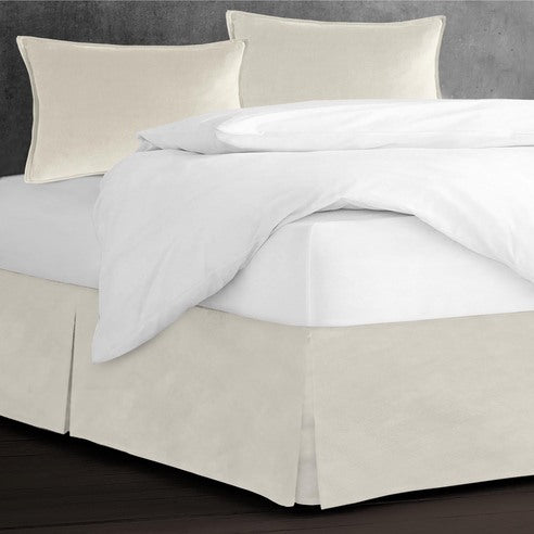 Cascade Velvet Bed Skirt Made in Canada – Ivory, Opulent Velvet, OEKO-TEX Certified