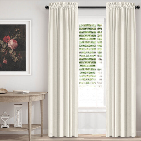 Cascade Velvet Ivory drapery panels by 6ix Tailors, made in Canada