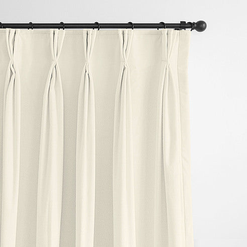 Cascade Velvet Ivory drapery panels by 6ix Tailors, made in Canada