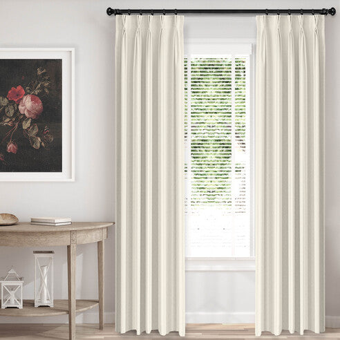 Cascade Velvet Ivory drapery panels by 6ix Tailors, made in Canada