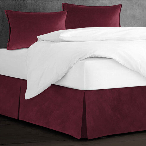 Cascade Velvet Bed Skirt Made in Canada – Merlot, Deep Rich Velvet Color, 18 inch Drop