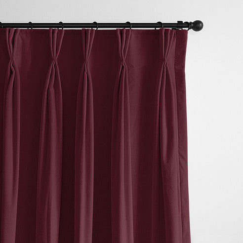 Cascade Velvet Merlot drapery panels by 6ix Tailors, made in Canada