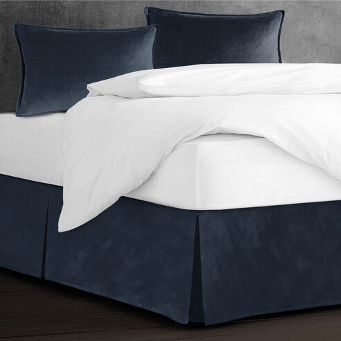 Cascade Velvet Bed Skirt Made in Canada – True Navy, Premium Velvet, 15 & 18 inch Drop