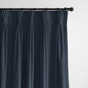 Cascade Velvet True Navy drapery panels by 6ix Tailors, made in Canada