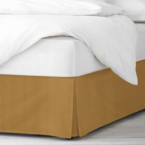 Elsie Bed Skirt Made in Canada – Gold, 100% Cotton Slub, Half-Inch Trim Detail