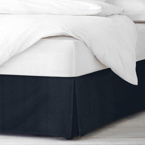 Elsie Bed Skirt Made in Canada – True Navy, Linen-Look Cotton Slub, 15 inch Drop