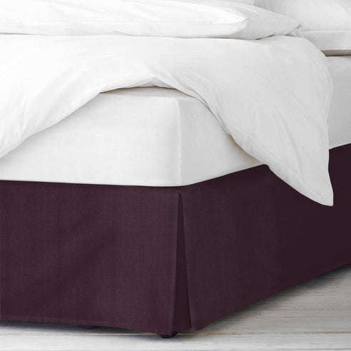 Elsie Bed Skirt Made in Canada – Eggplant, Soft Linen-Look Cotton Slub, 18 inch Drop