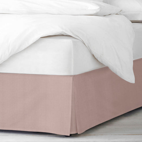 Elsie Bed Skirt Made in Canada – French Pink, Reversible Cotton Slub, Ivory Reverse