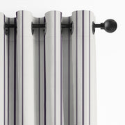 August Stripe Eggplant drapery panels by 6ix Tailors, made in Canada