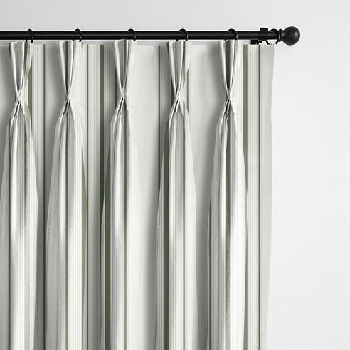 August Stripe Sweet Grass drapery panels by 6ix Tailors, made in Canada