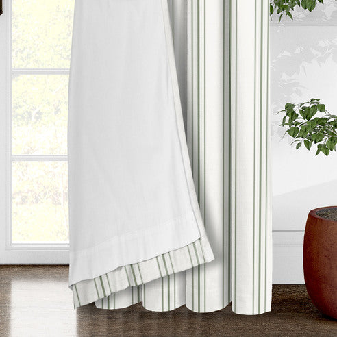 August Stripe Sweet Grass drapery panels by 6ix Tailors, made in Canada