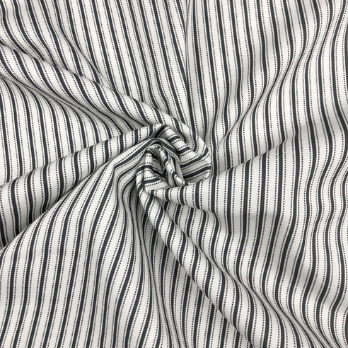 Close-up of striped fabric with Ebony and white lines