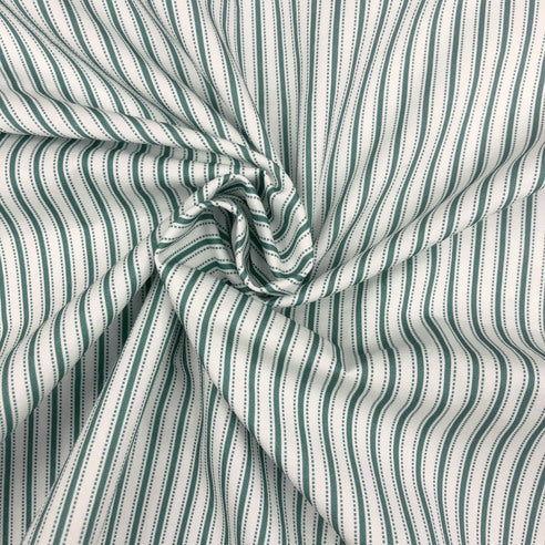 Close-up of green and white striped fabric