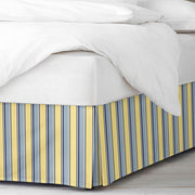 Gino Stripe Bed Skirt Made in Canada – Multi-Color Butter Yellow, Indigo & Cornflower Blue, 100% Cotton Twill
