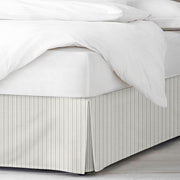 Pacific Stripe Bed Skirt Made in Canada – Mushroom, Broken Stripe 100% Cotton Twill, 15 inch Drop