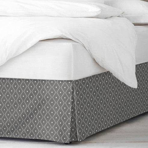 Samuel Diamond Bed Skirt Made in Canada – Iron, Timeless Diamond Pattern, 18 inch Drop
